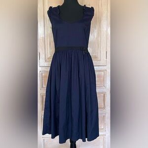 Miu Miu Navy Flowy Sleeveless Midi Dress Size 42